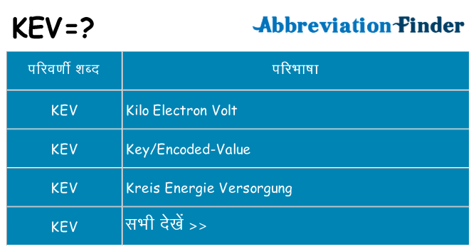 kev का क्या अर्थ है
