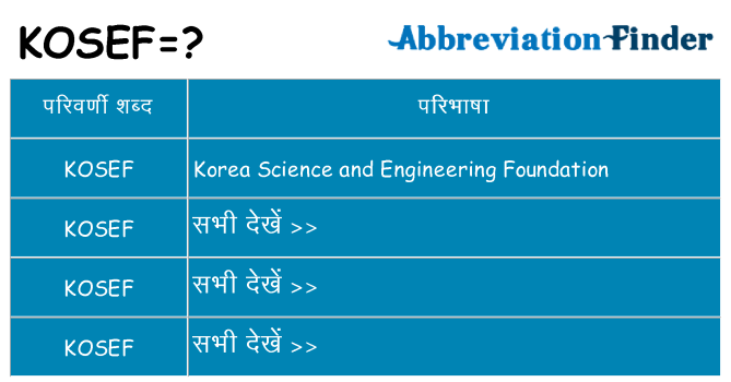 kosef का क्या अर्थ है