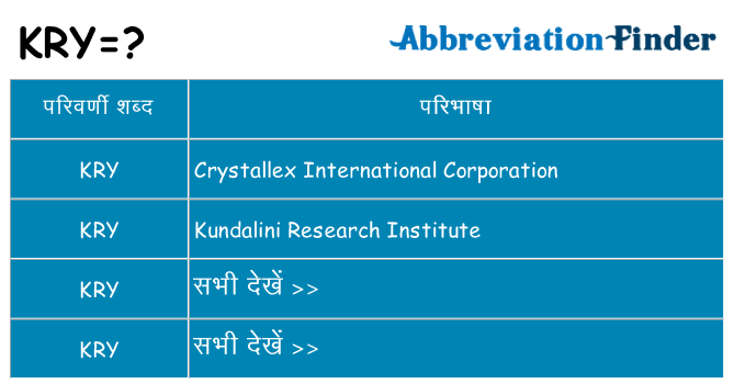 kry का क्या अर्थ है