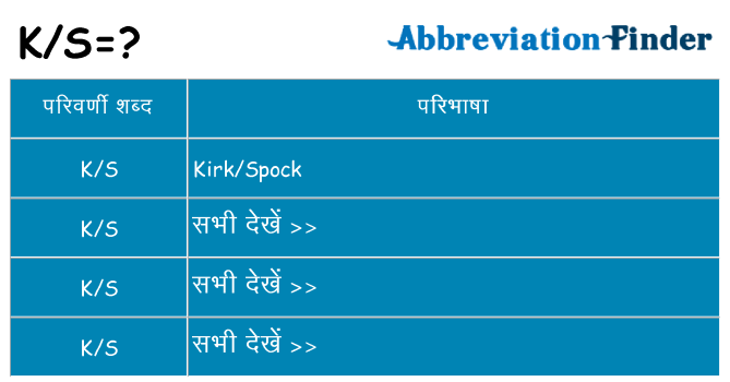 ks का क्या अर्थ है