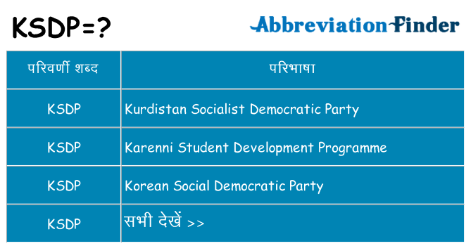 ksdp का क्या अर्थ है