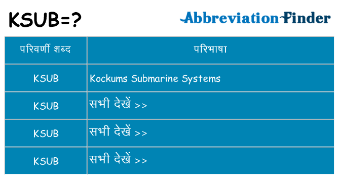 ksub का क्या अर्थ है