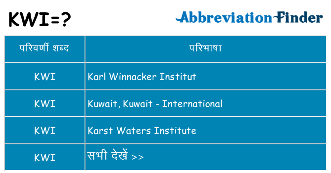 kwi का क्या अर्थ है