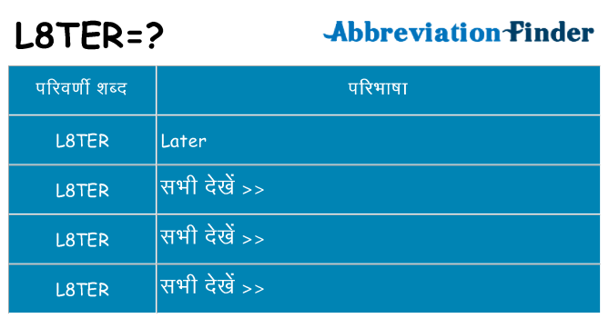 l8ter का क्या अर्थ है
