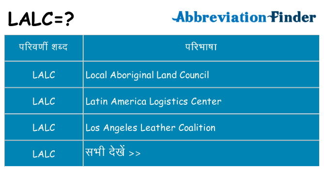 lalc का क्या अर्थ है