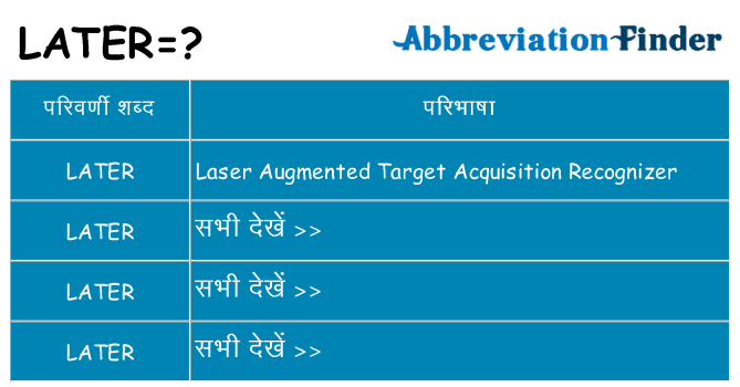 later का क्या अर्थ है