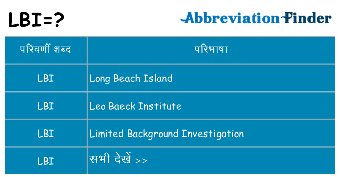 lbi का क्या अर्थ है