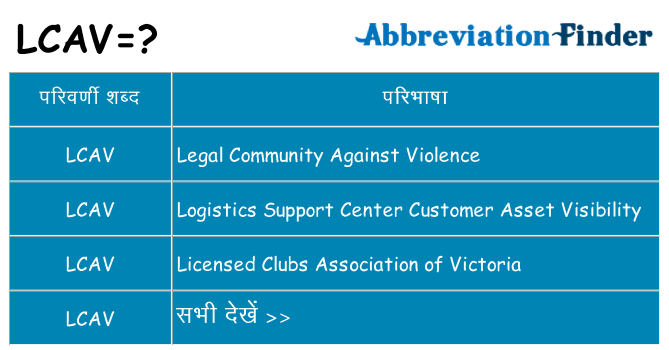 lcav का क्या अर्थ है