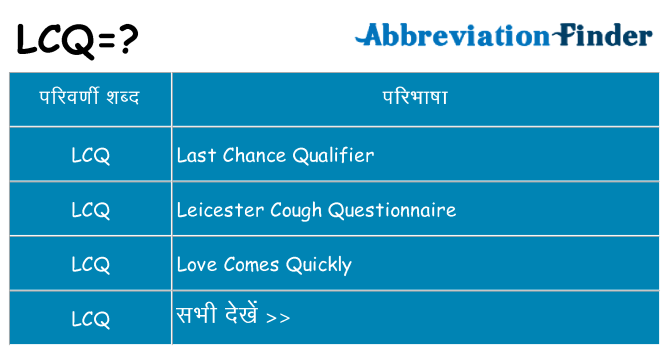 lcq का क्या अर्थ है