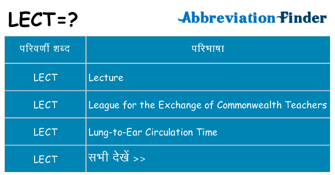 lect का क्या अर्थ है