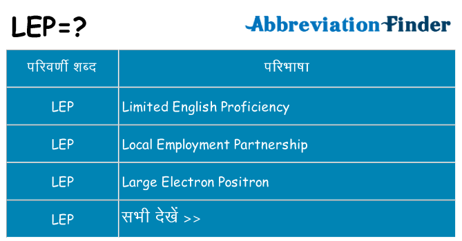 lep का क्या अर्थ है