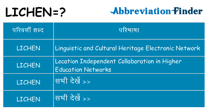 lichen का क्या अर्थ है