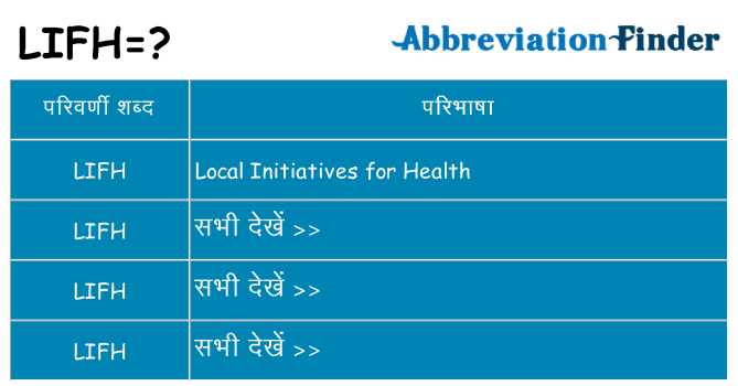 lifh का क्या अर्थ है