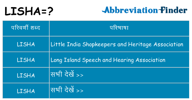 lisha का क्या अर्थ है