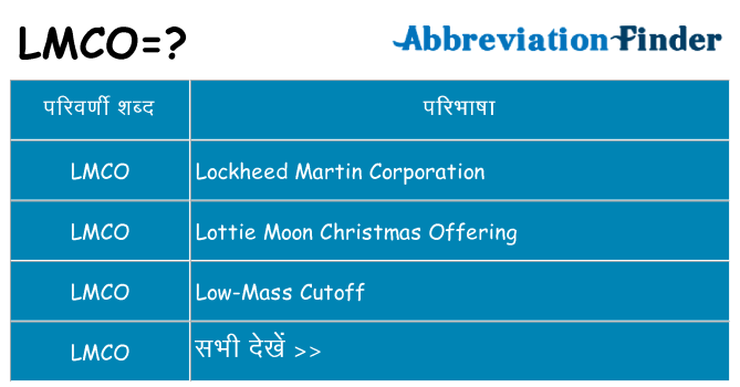 lmco का क्या अर्थ है