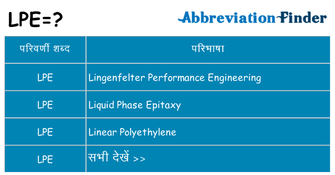 lpe का क्या अर्थ है