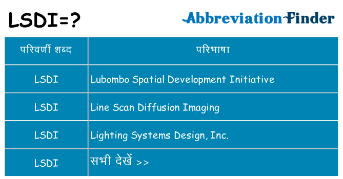 lsdi का क्या अर्थ है