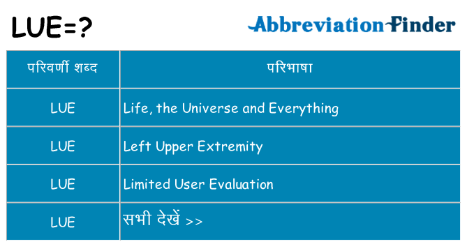lue का क्या अर्थ है