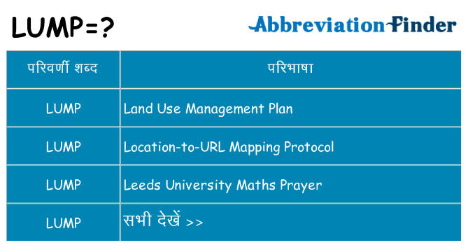 lump का क्या अर्थ है
