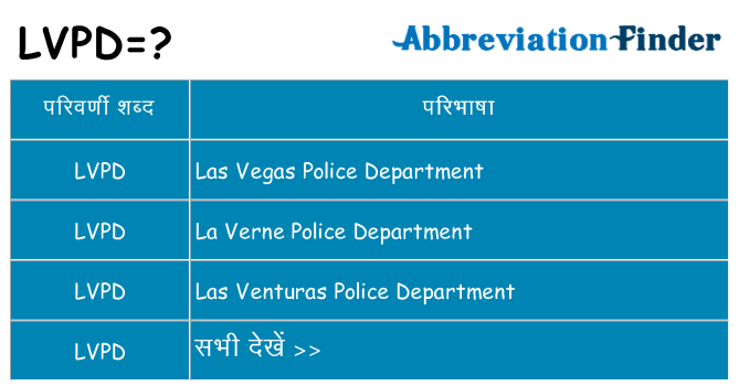 lvpd का क्या अर्थ है