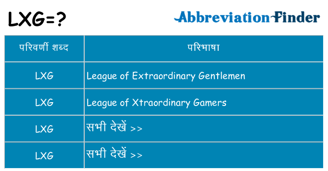 lxg का क्या अर्थ है