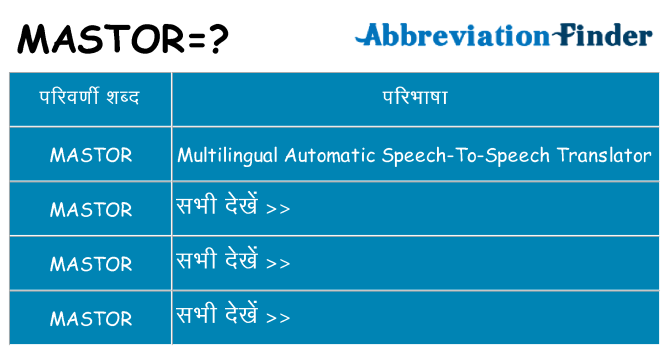 mastor का क्या अर्थ है