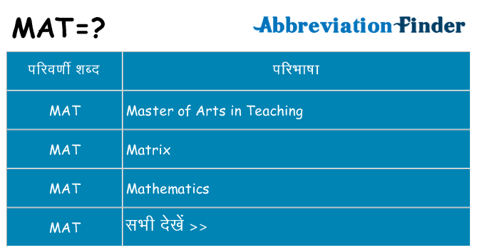 mat का क्या अर्थ है