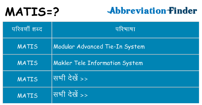 matis का क्या अर्थ है
