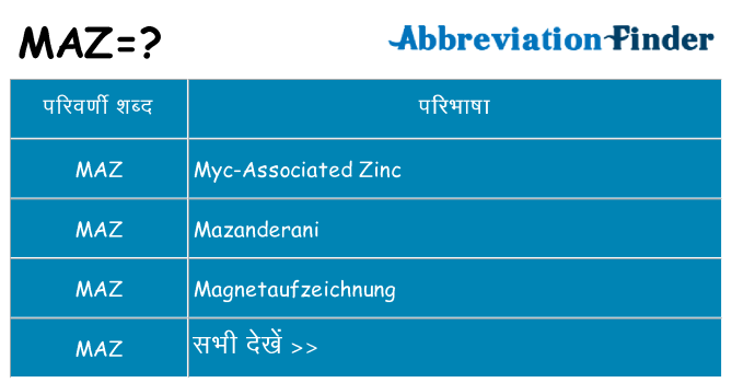 maz का क्या अर्थ है