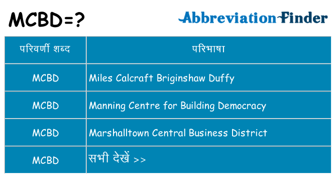mcbd का क्या अर्थ है