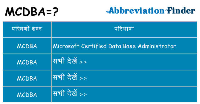 mcdba का क्या अर्थ है