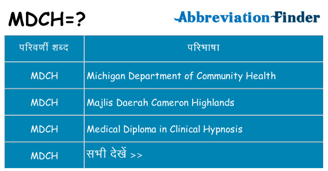 mdch का क्या अर्थ है