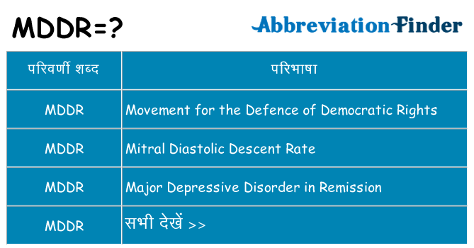 mddr का क्या अर्थ है