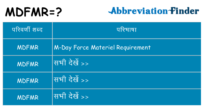 mdfmr का क्या अर्थ है