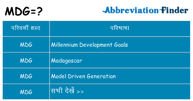 mdg का क्या अर्थ है