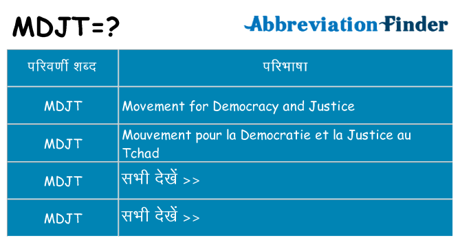 mdjt का क्या अर्थ है