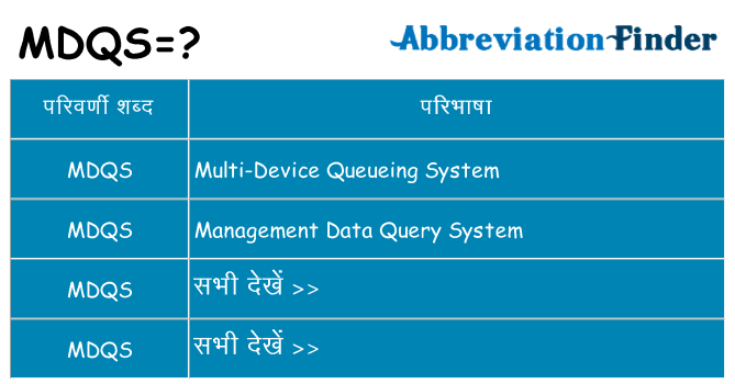 mdqs का क्या अर्थ है