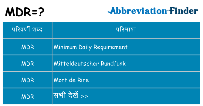 mdr का क्या अर्थ है