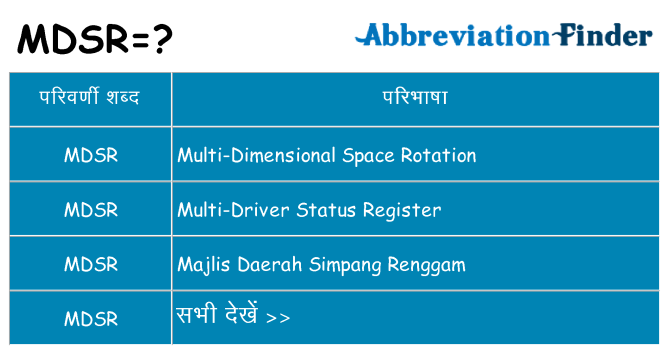 mdsr का क्या अर्थ है