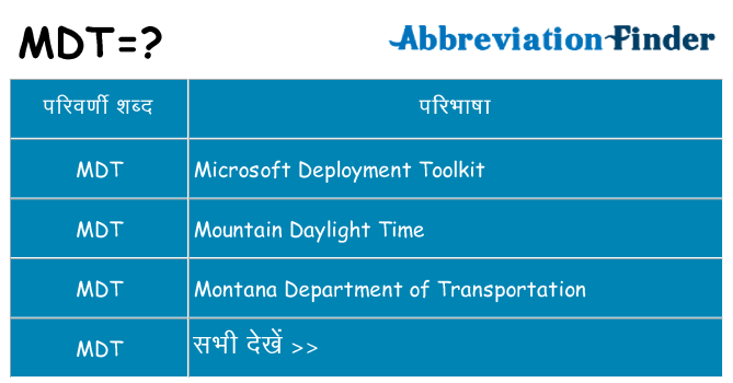 mdt का क्या अर्थ है