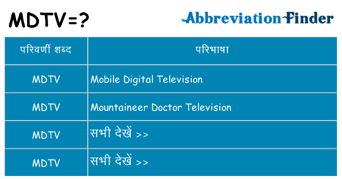 mdtv का क्या अर्थ है