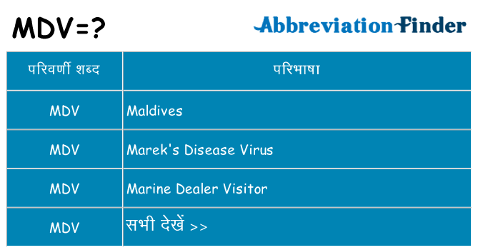 mdv का क्या अर्थ है