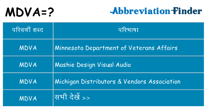 mdva का क्या अर्थ है