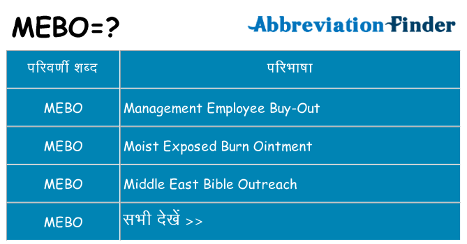 mebo का क्या अर्थ है