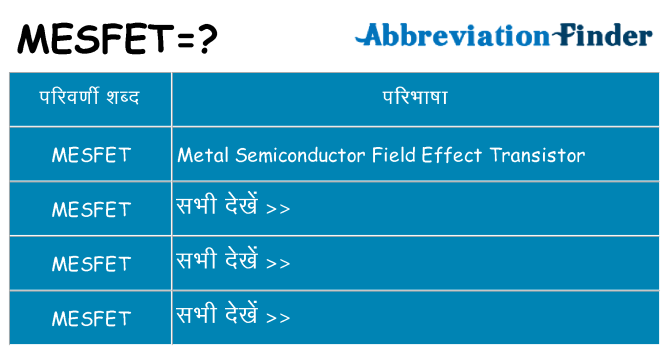 mesfet का क्या अर्थ है