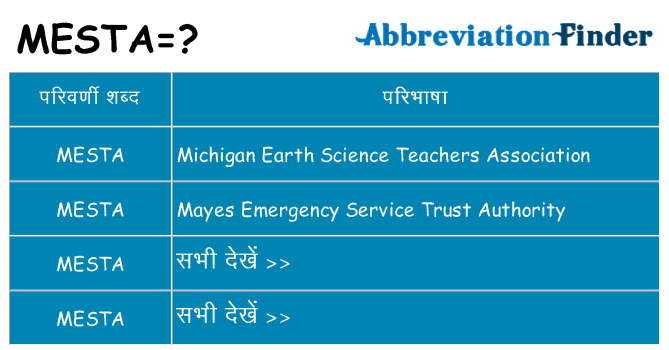 mesta का क्या अर्थ है