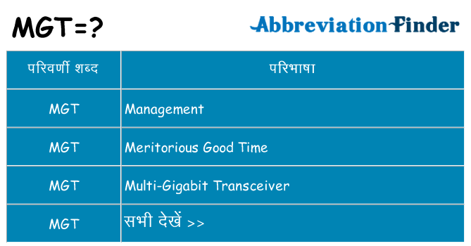 mgt का क्या अर्थ है