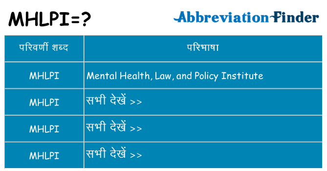 mhlpi का क्या अर्थ है