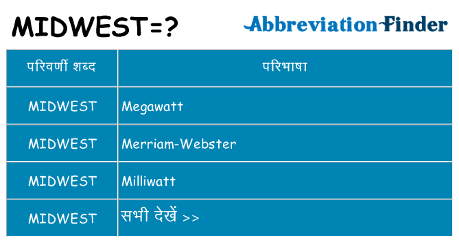 midwest का क्या अर्थ है