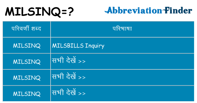 milsinq का क्या अर्थ है